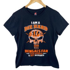 Women's Black Short Sleeve NFL Bengals Fan T-Shirt Size MEDIUM